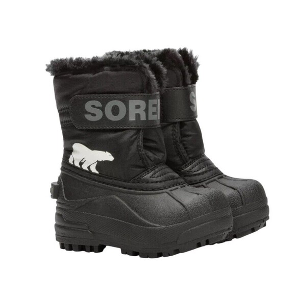 Sorel Other - SOREL Snow Commander Toddler Boots Size 4 Black Faux Fur Winter NEW NO BOX